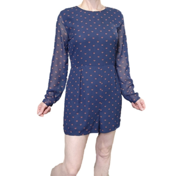 Romper Navy blue with small fox print Size 10 DIVIDED - Picture 1 of 15